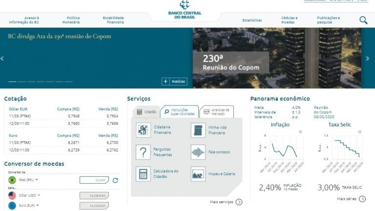Reprodução site do Banco Central