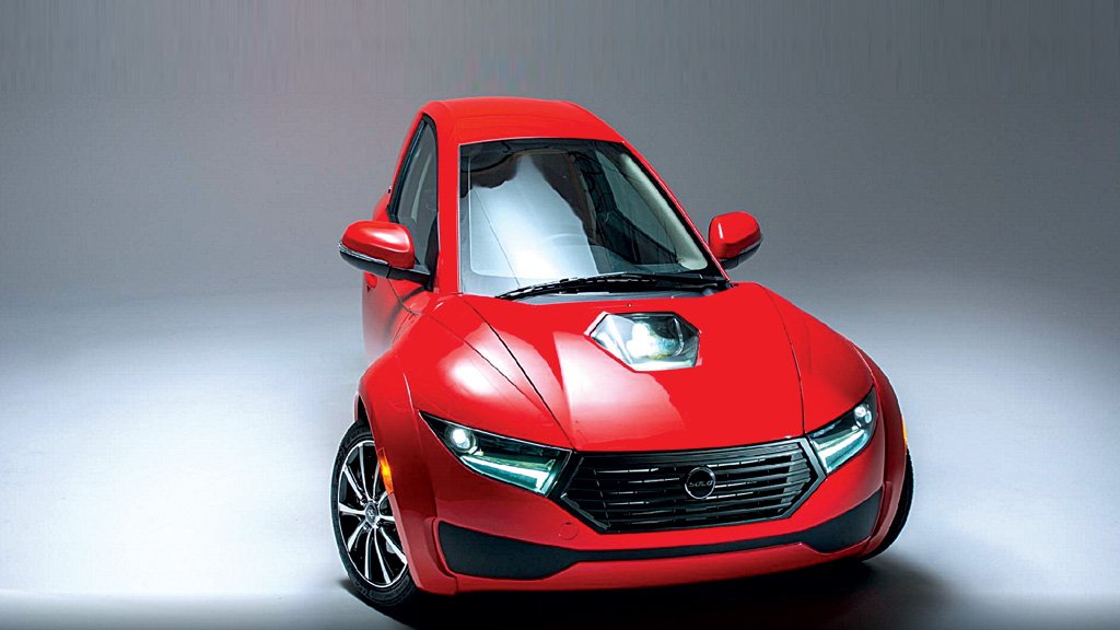 O carro elétrico de três rodas O carro elétrico de três rodas